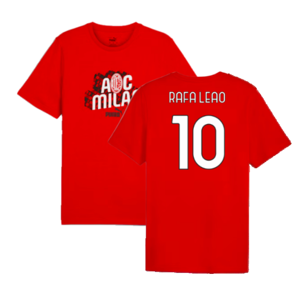 2024-2025 AC Milan ftblCulture Tee (Red) (Rafa Leao 10)