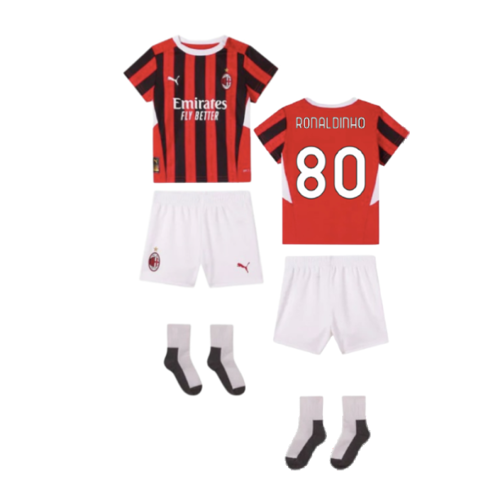 2024-2025 AC Milan Home Baby Kit (Ronaldinho 80)