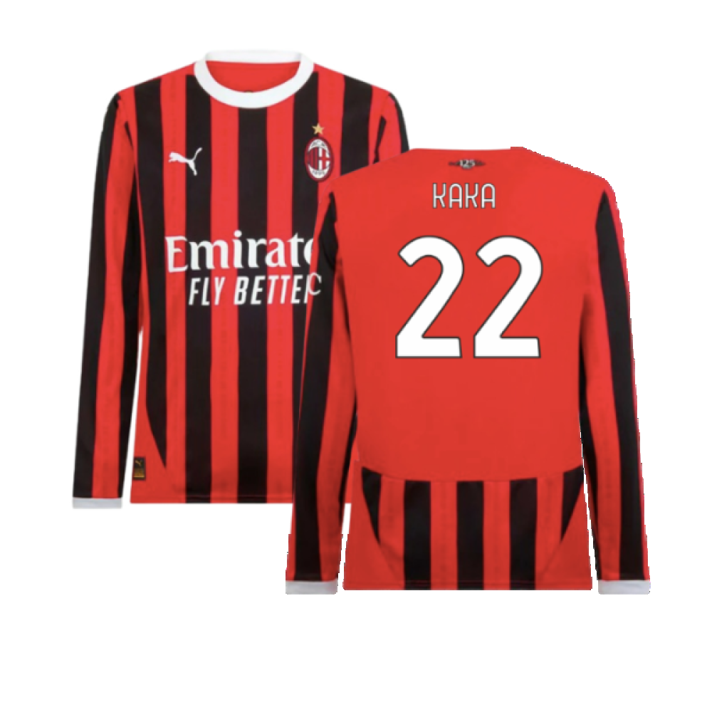 2024-2025 AC Milan Home Long Sleeve Shirt (Kaka 22)