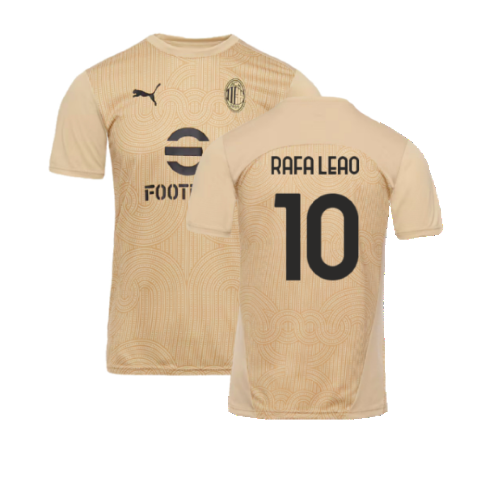 2024-2025 AC Milan Pre-Match Shirt (Putty) (Rafa Leao 10)