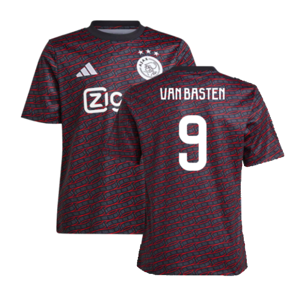 2024-2025 Ajax Pre Match Shirt (Black) - Kids (Van Basten 9)