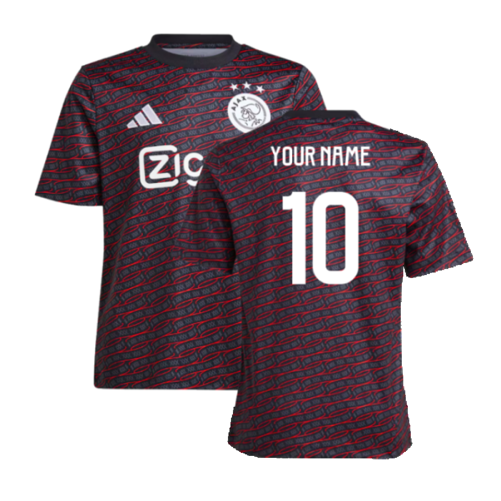 2024-2025 Ajax Pre Match Shirt (Black) - Kids (Your Name)