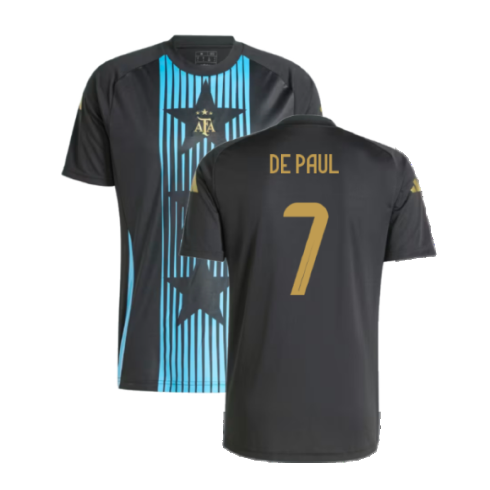 2024-2025 Argentina Pre-Match Shirt (Black) (DE PAUL 7)