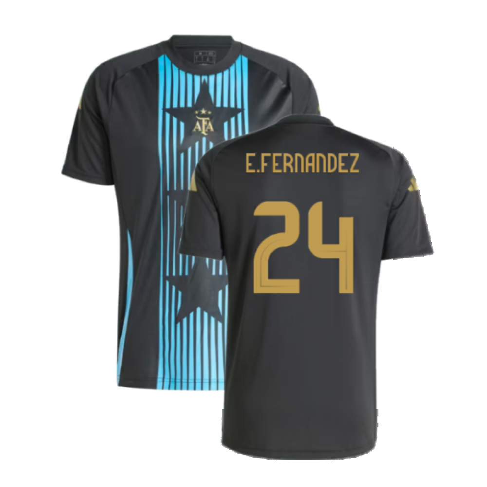 2024-2025 Argentina Pre-Match Shirt (Black) (E.FERNANDEZ 24)