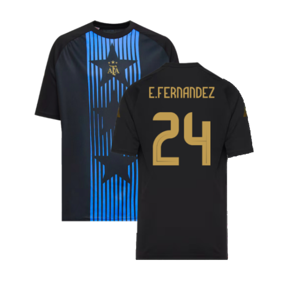 2024-2025 Argentina Pre-Match Shirt (Black) - Kids (E.FERNANDEZ 24)