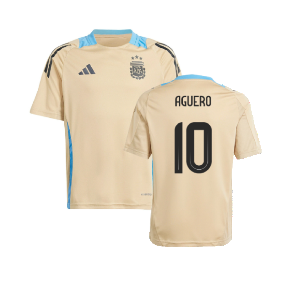 2024-2025 Argentina Training Jersey (Hazy Beige) (AGUERO 10)