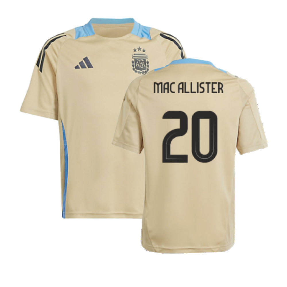 2024-2025 Argentina Training Jersey (Hazy Beige) - Kids (MAC ALLISTER 20)