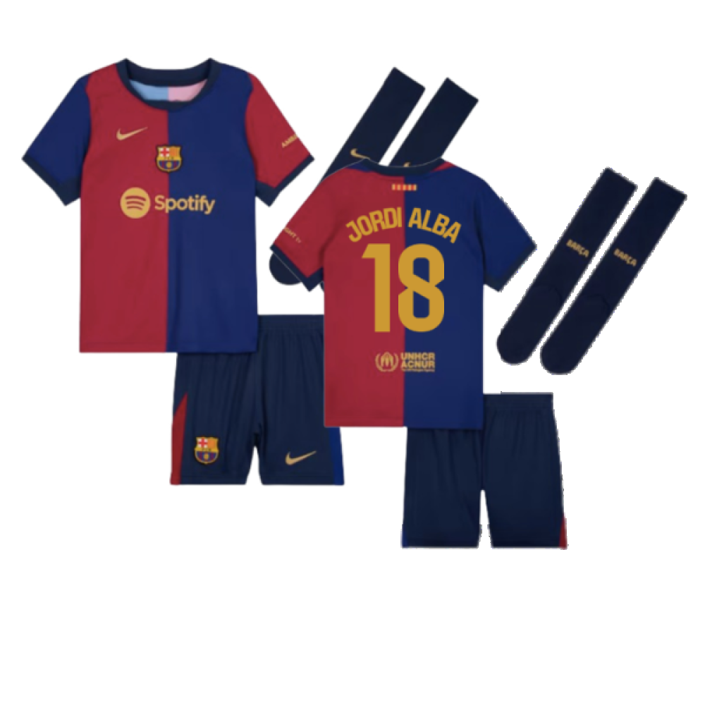 2024-2025 Barcelona Home Mini Kit (Jordi Alba 18)