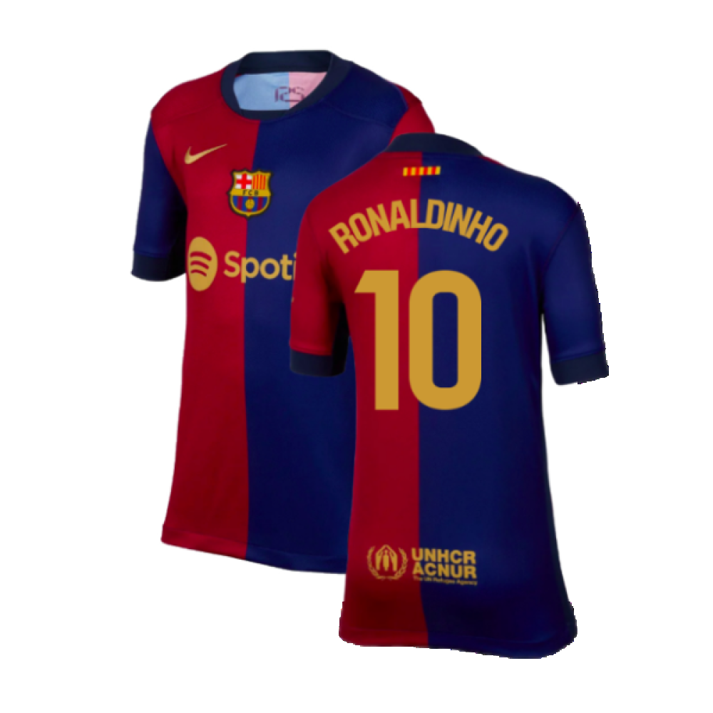 2024-2025 Barcelona Home Shirt (Kids) (Ronaldinho 10)