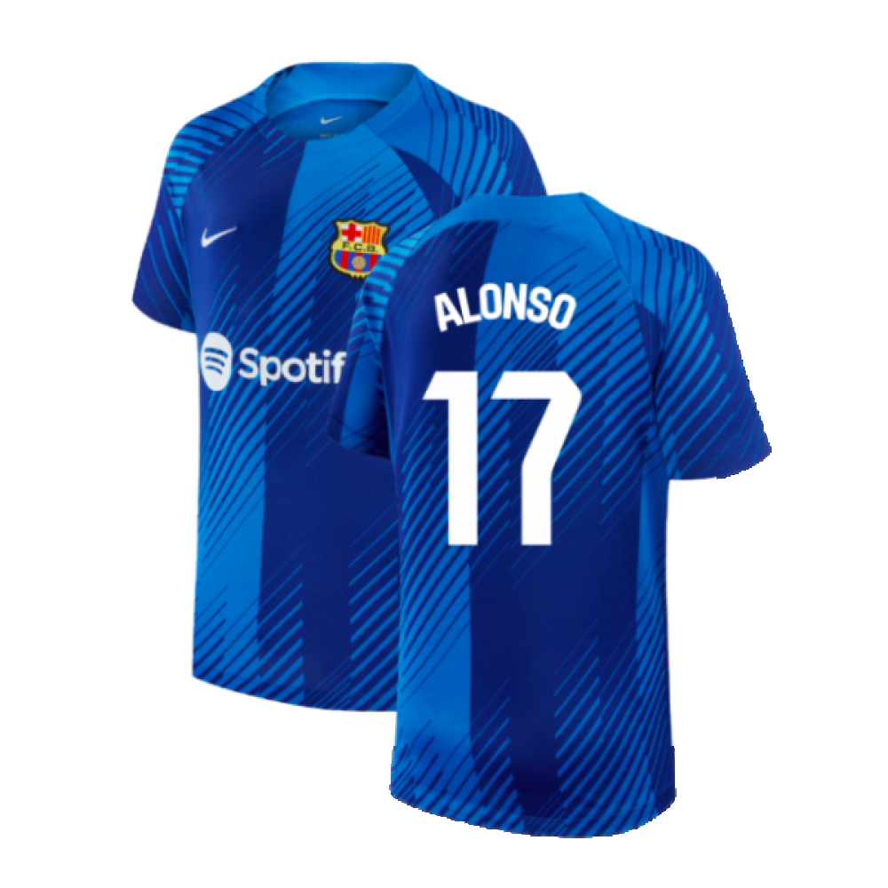 2024-2025 Barcelona Pre-Match Shirt (Blue) - Kids (Alonso 17)