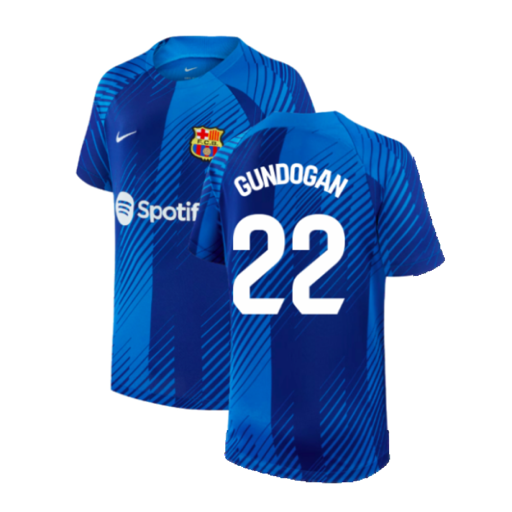 2024-2025 Barcelona Pre-Match Shirt (Blue) - Kids (Gundogan 22)