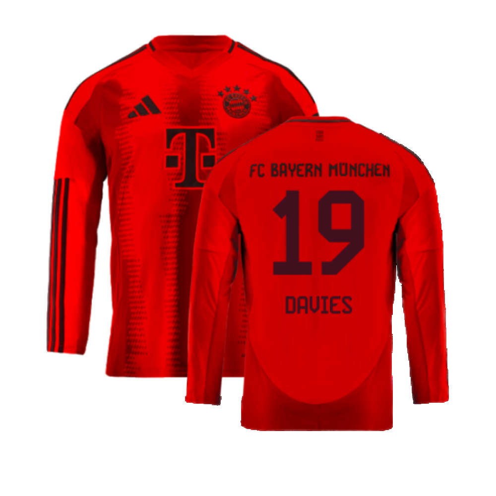 2024-2025 Bayern Munich Long Sleeve Home Shirt (Kids) (Davies 19)