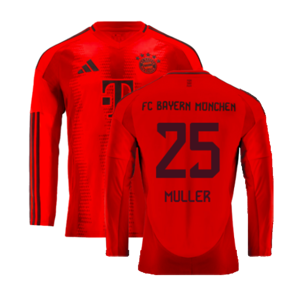 2024-2025 Bayern Munich Long Sleeve Home Shirt (Muller 25)