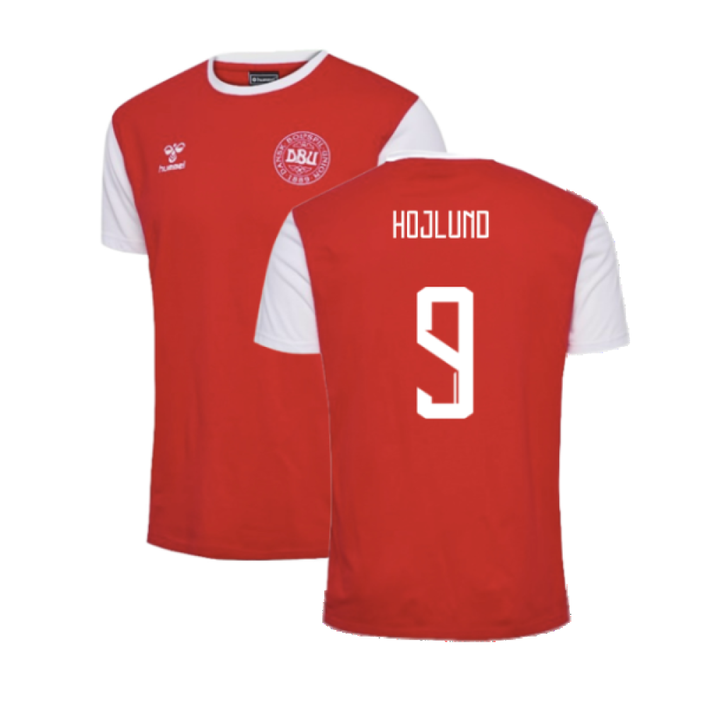 2024-2025 Denmark Fan 24 Block Tee (Red) (Hojlund 9)