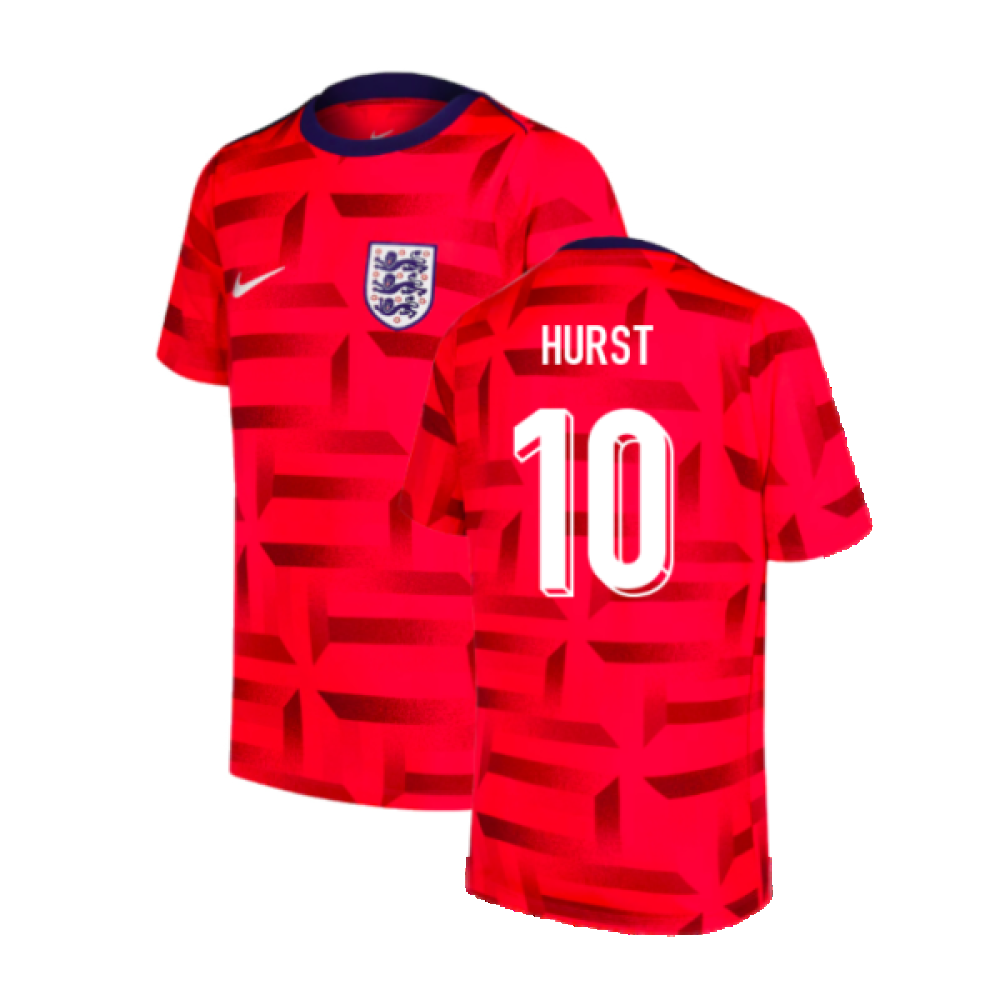 2024-2025 England Dri-FIT Pre-Match Shirt (Red) (Hurst 10)