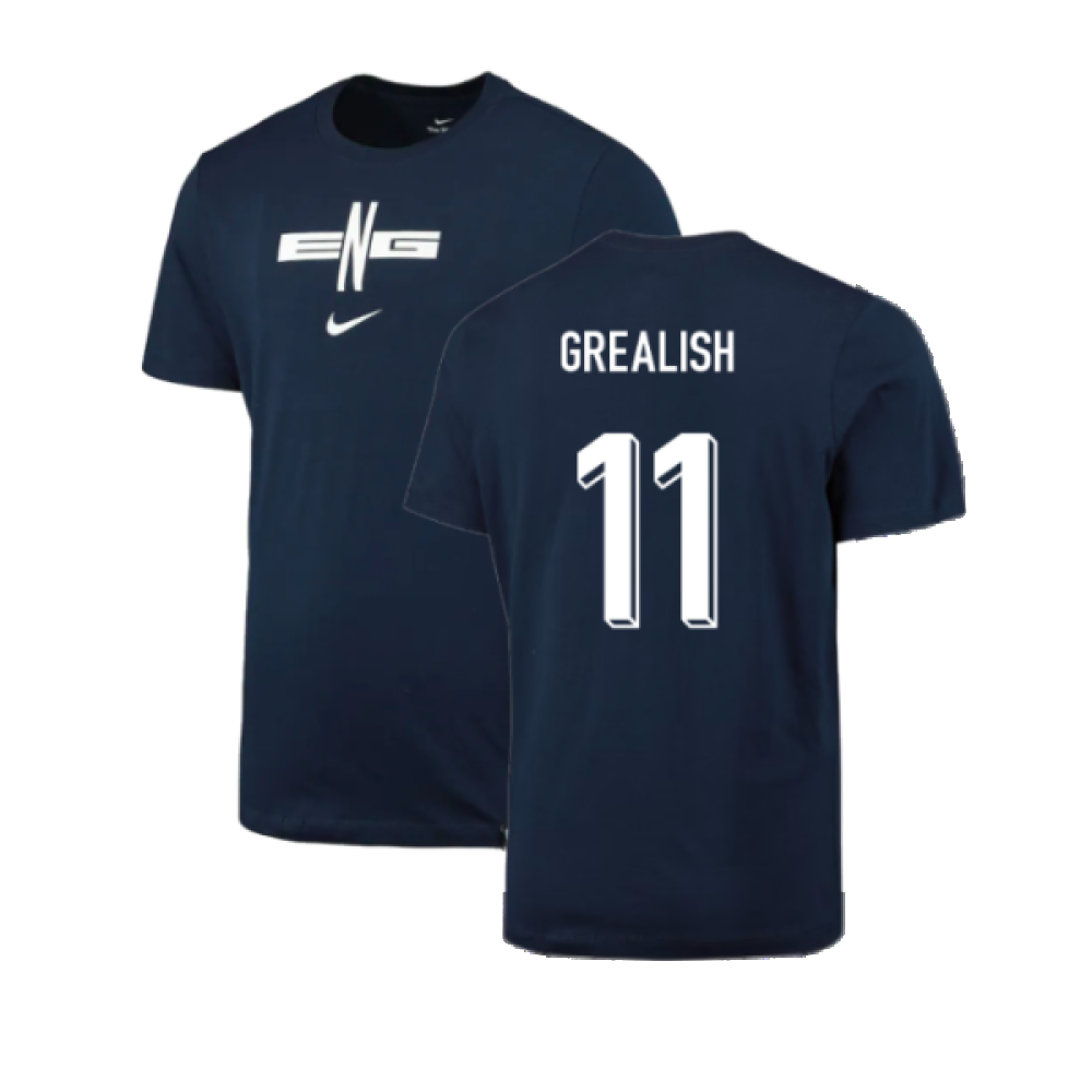 2024-2025 England Football T-Shirt (Navy) (Grealish 11)