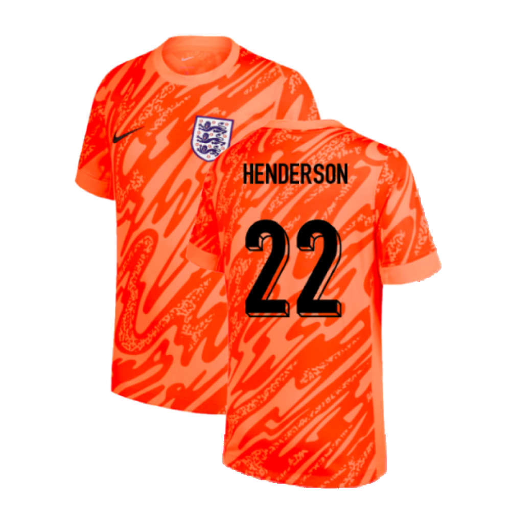 2024-2025 England Home Goalkeeper Shirt (Orange) - Kids (Henderson 23)