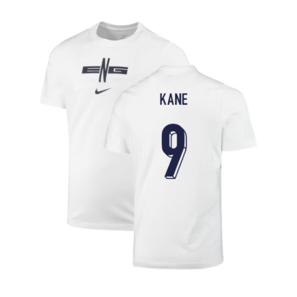 2024-2025 England Soccer T-Shirt (White) (Kane 9)