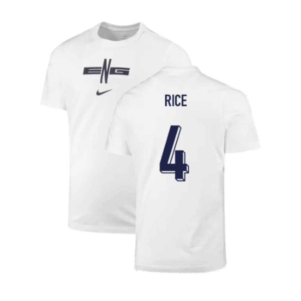 2024-2025 England Soccer T-Shirt (White) (Rice 4)