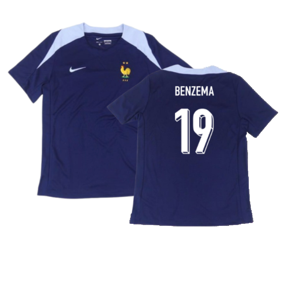 2024-2025 France Dri-Fit Strike Training Shirt (Navy) (Benzema 19)