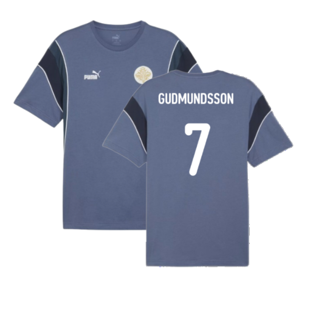 2024-2025 Iceland ftblArchive Tee (Cobalt) (Gudmundsson 7)