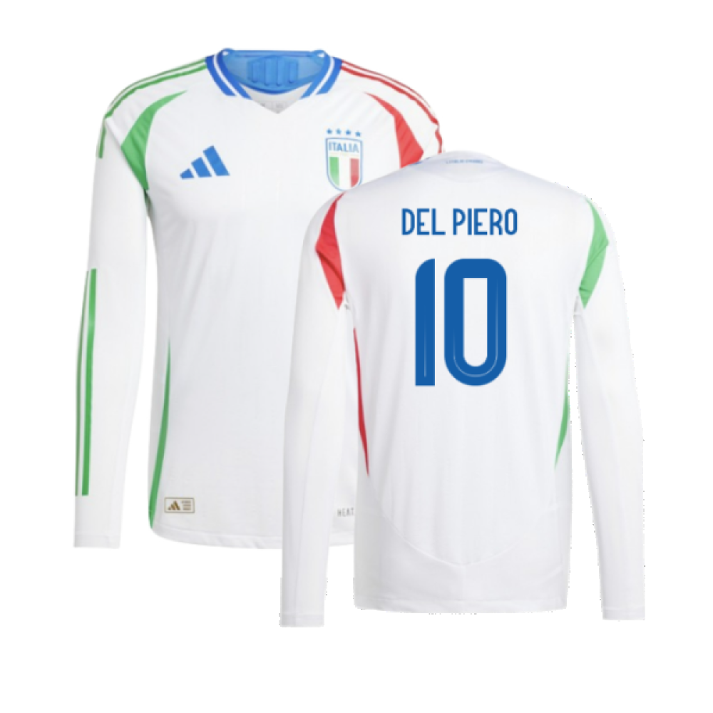 2024-2025 Italy Authentic Long Sleeve Away Shirt (DEL PIERO 10)