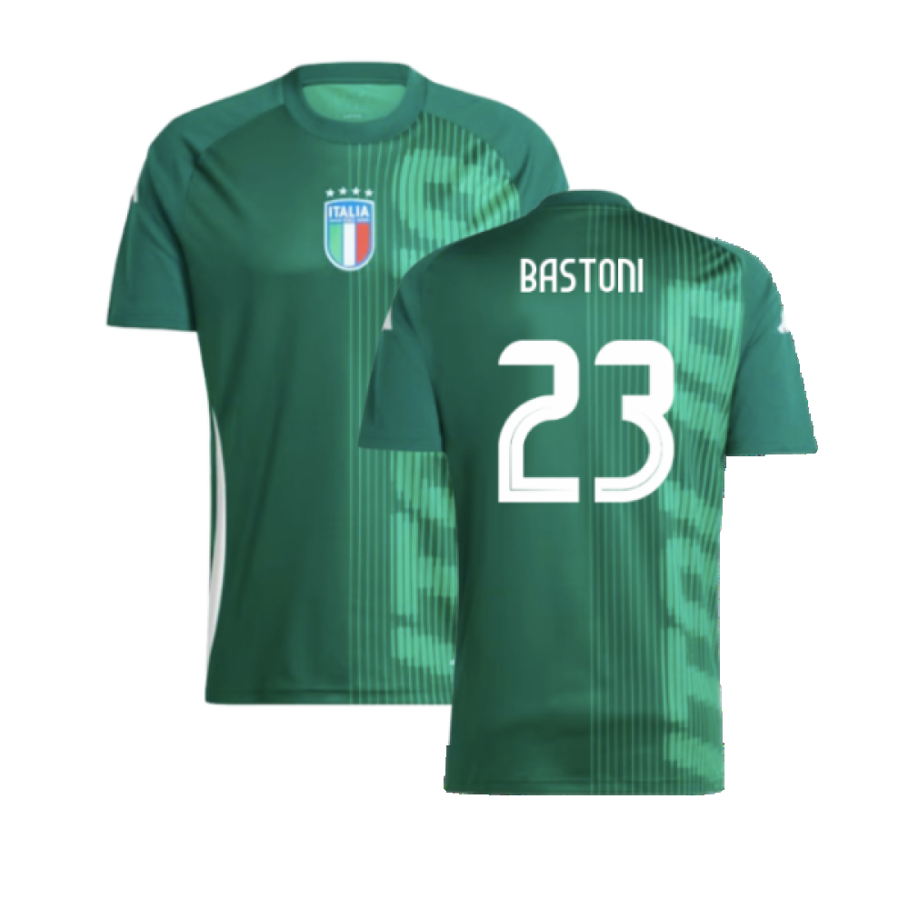 2024-2025 Italy Pre-Match Shirt (Green) (BASTONI 23)