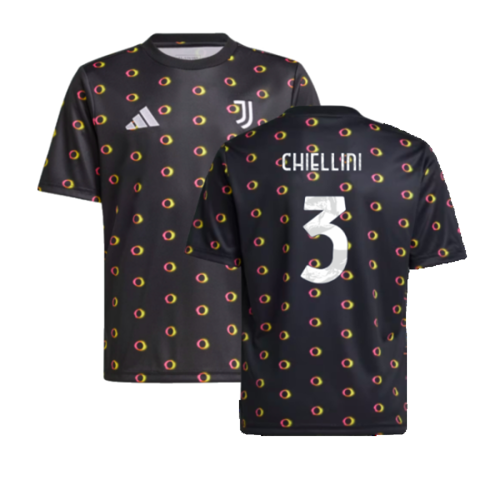 2024-2025 Juventus Pre-Match Shirt (Black) - Kids (Chiellini 3)