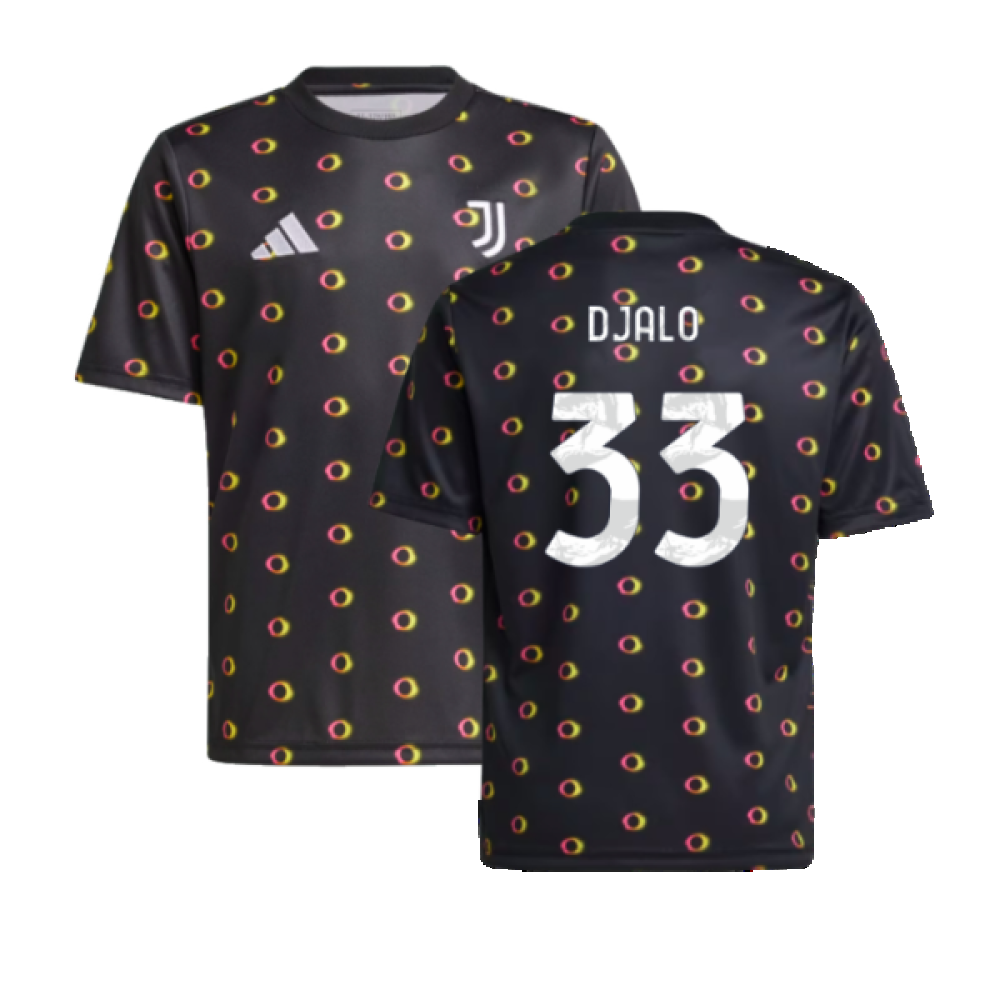 2024-2025 Juventus Pre-Match Shirt (Black) - Kids (Djalo 33)