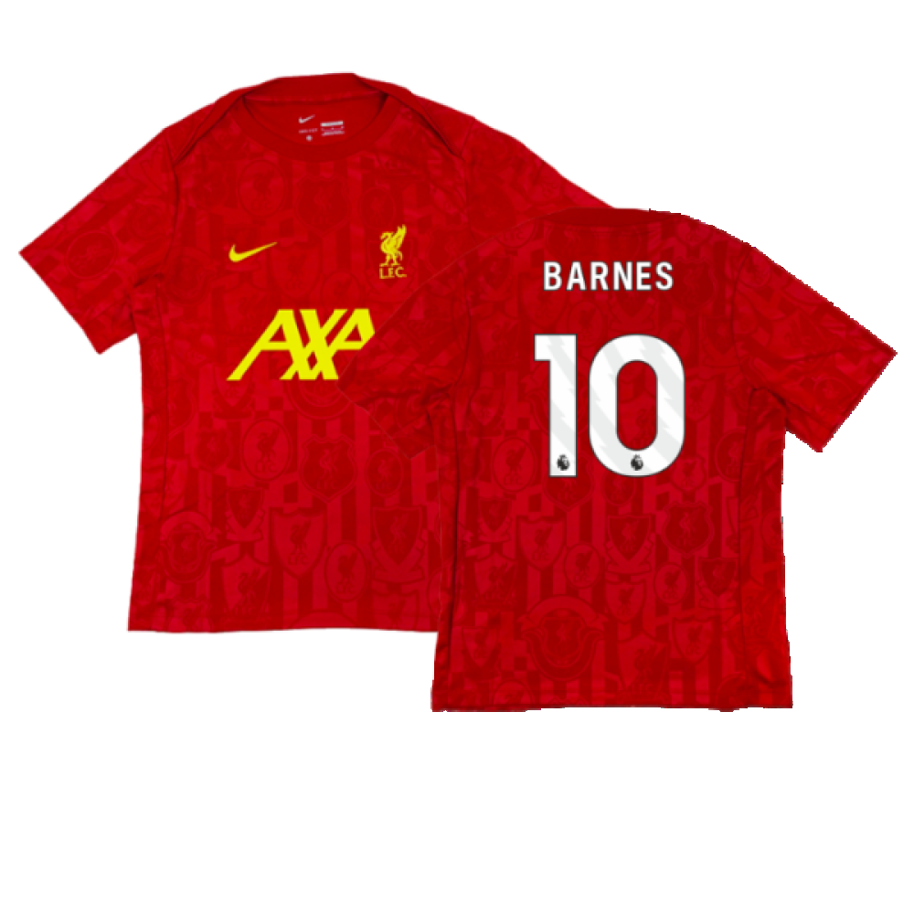 2024-2025 Liverpool Dri-Fit Pre-Match Shirt (Red) (Barnes 10)