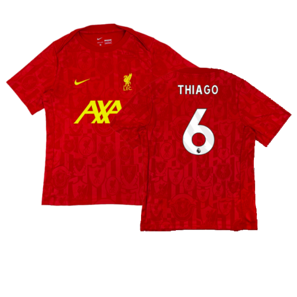 2024-2025 Liverpool Dri-Fit Pre-Match Shirt (Red) (Thiago 6)