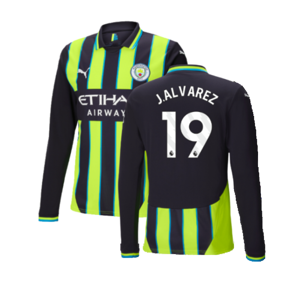 2024-2025 Man City Away Long Sleeve Authentic Shirt (J.Alvarez 19)