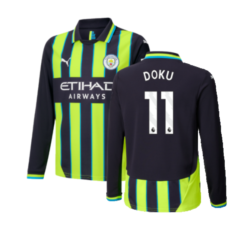 2024-2025 Man City Away Long Sleeve Shirt (Kids) (Doku 11)