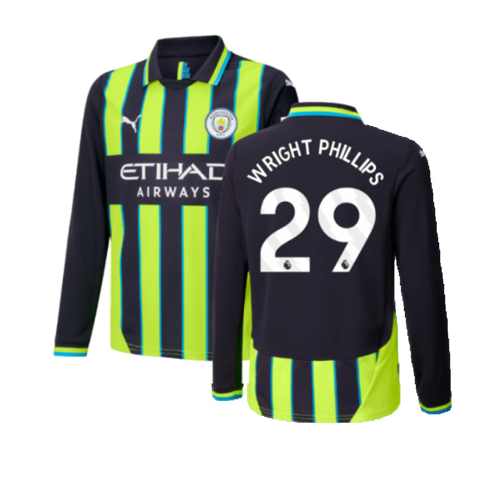 2024-2025 Man City Away Long Sleeve Shirt (Kids) (Wright Phillips 29)