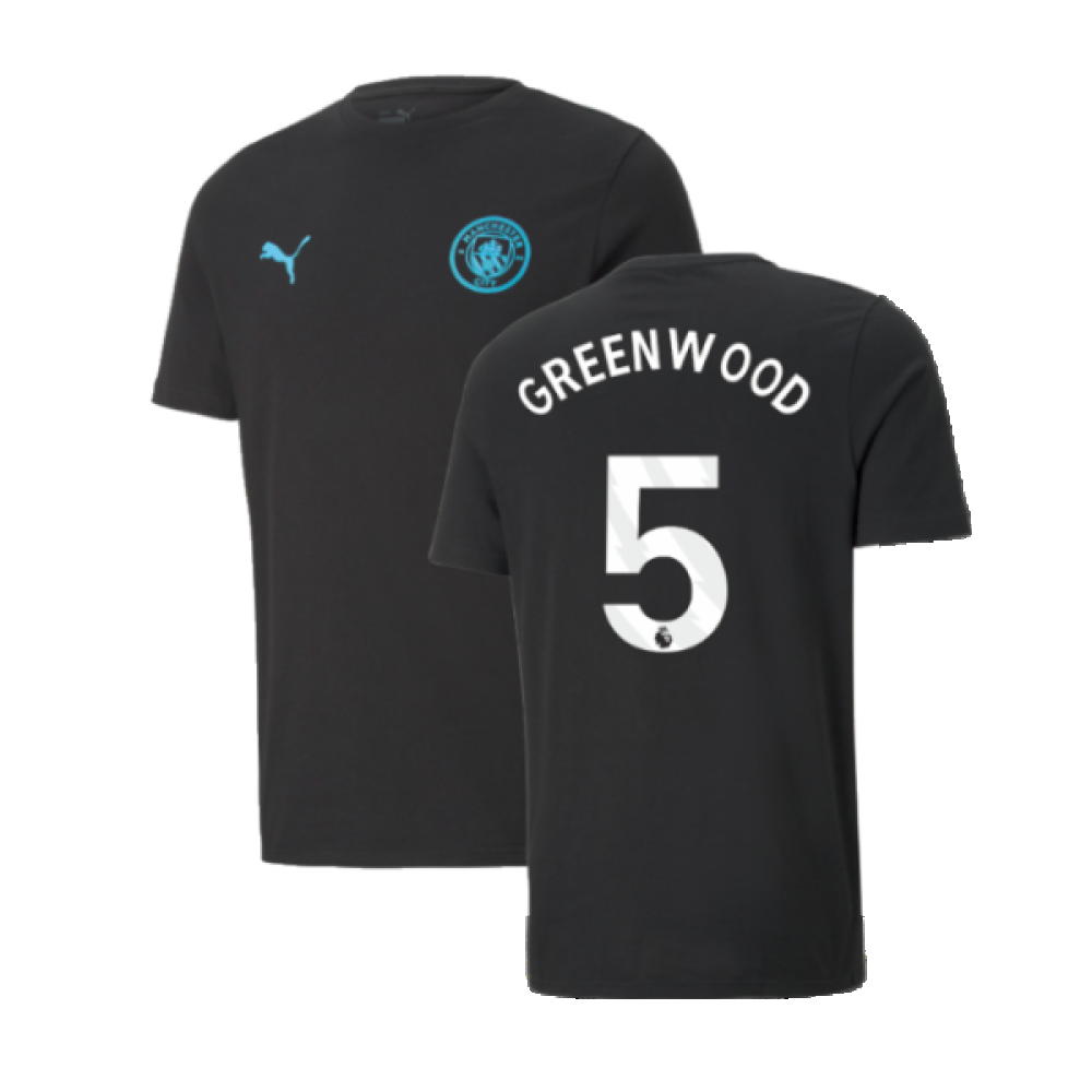 2024-2025 Man City ESS Tee (Black) (Greenwood 5)