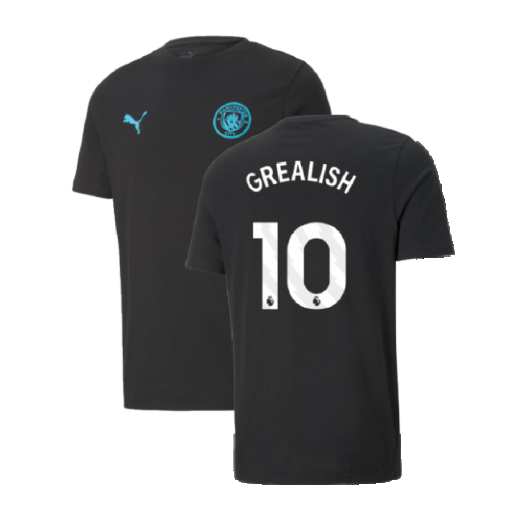 2024-2025 Man City ESS Tee (Black) - Kids (Grealish 10)