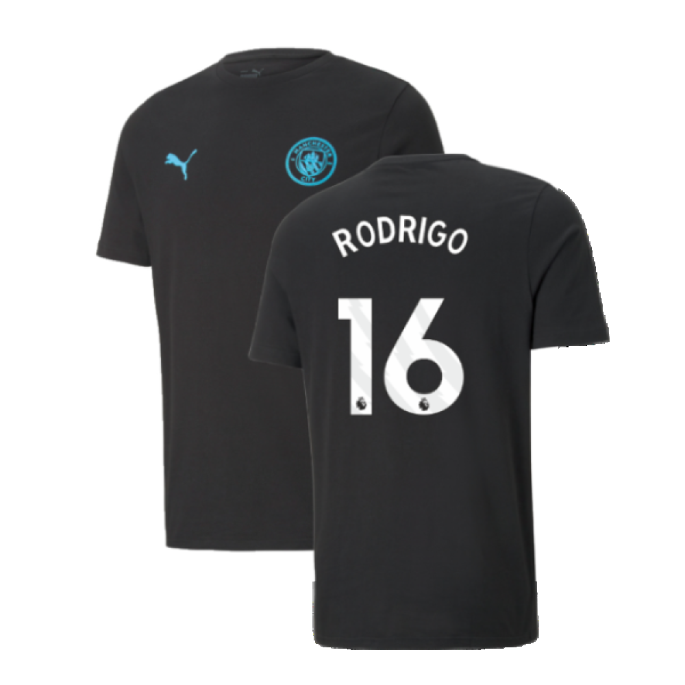 2024-2025 Man City ESS Tee (Black) - Kids (Rodrigo 16)