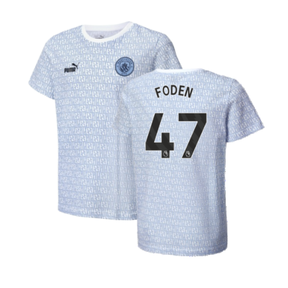 2024-2025 Man City ftblCulture Tee AOP (Light Blue) (Foden 47)