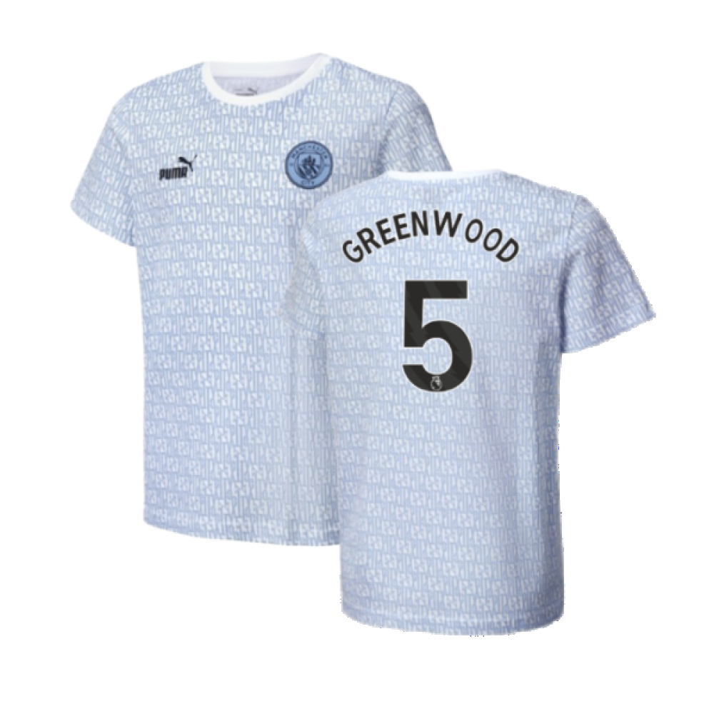 2024-2025 Man City ftblCulture Tee AOP (Light Blue) (Greenwood 5)