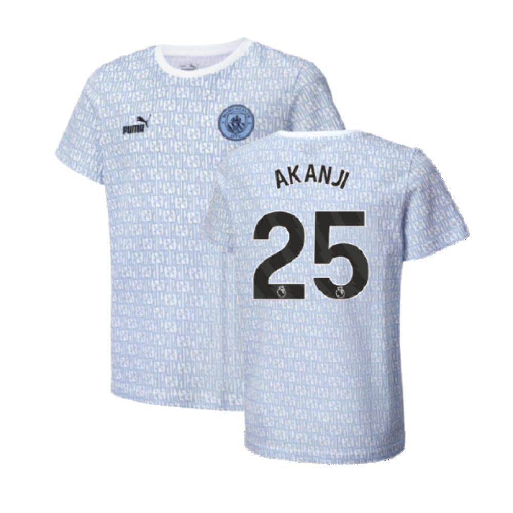 2024-2025 Man City ftblCulture Tee AOP (Light Blue) - Kids (Akanji 25)