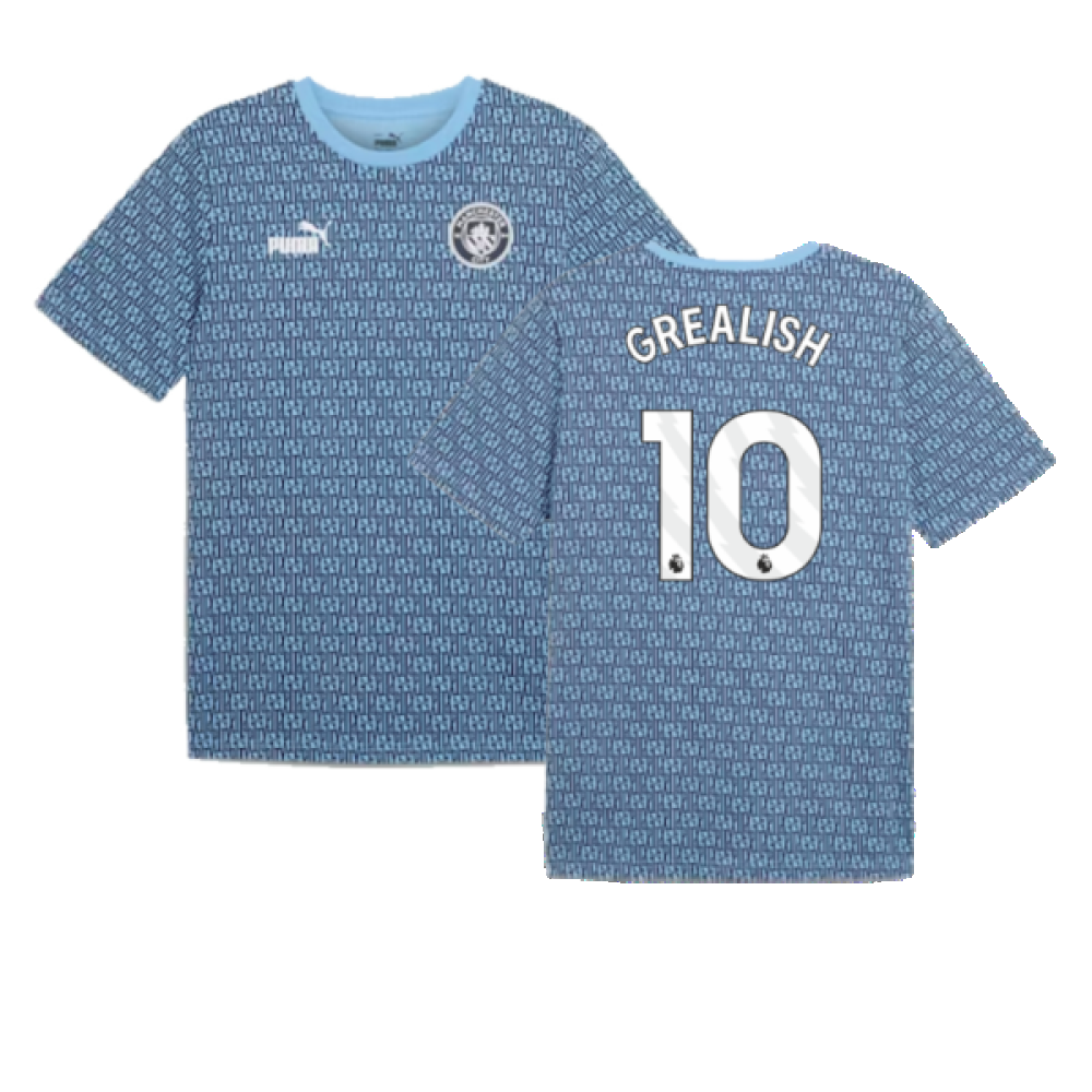 2024-2025 Man City ftblCulture Tee AOP (Navy) (Grealish 10)