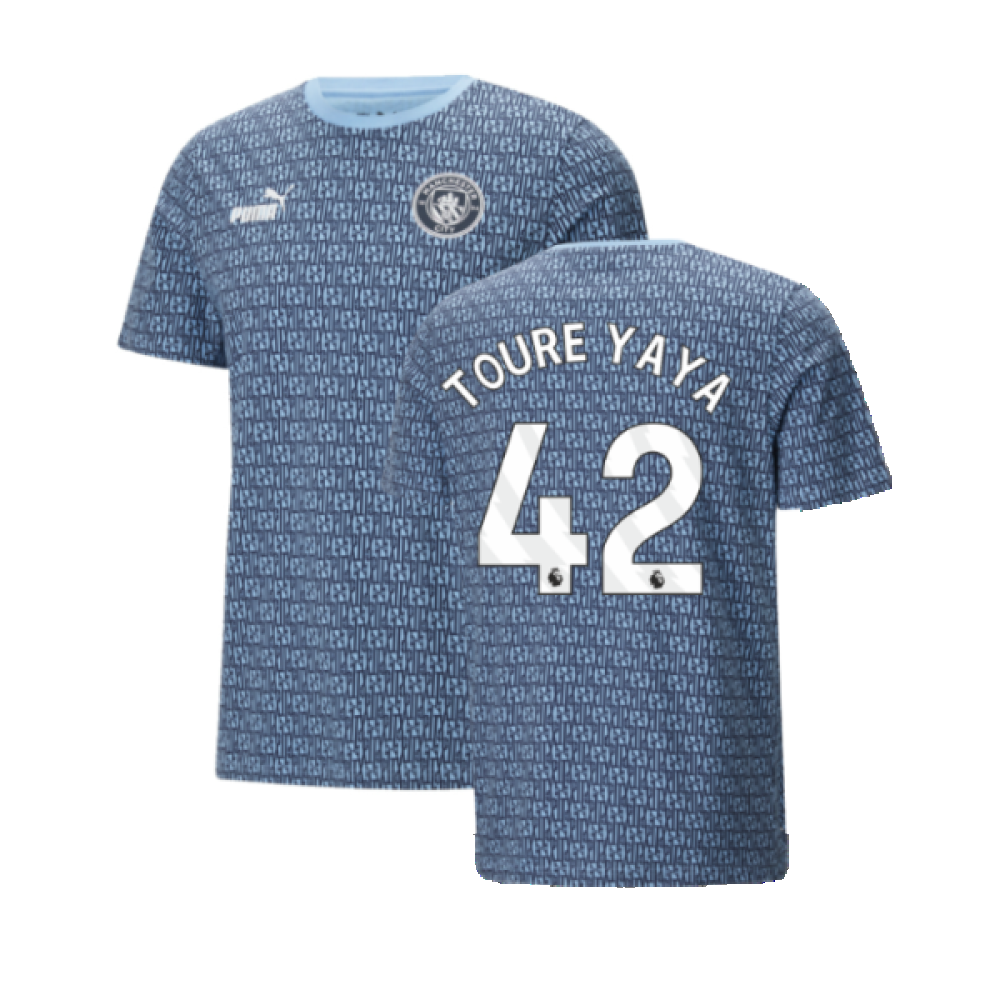 2024-2025 Man City ftblCulture Tee AOP (Navy) - Kids (Toure Yaya 42)