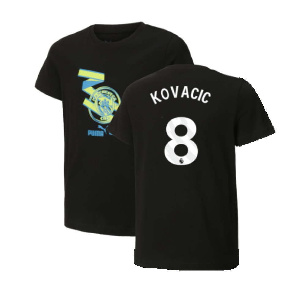 2024-2025 Man City ftblCulture Tee (Black) - Kids (Kovacic 8)