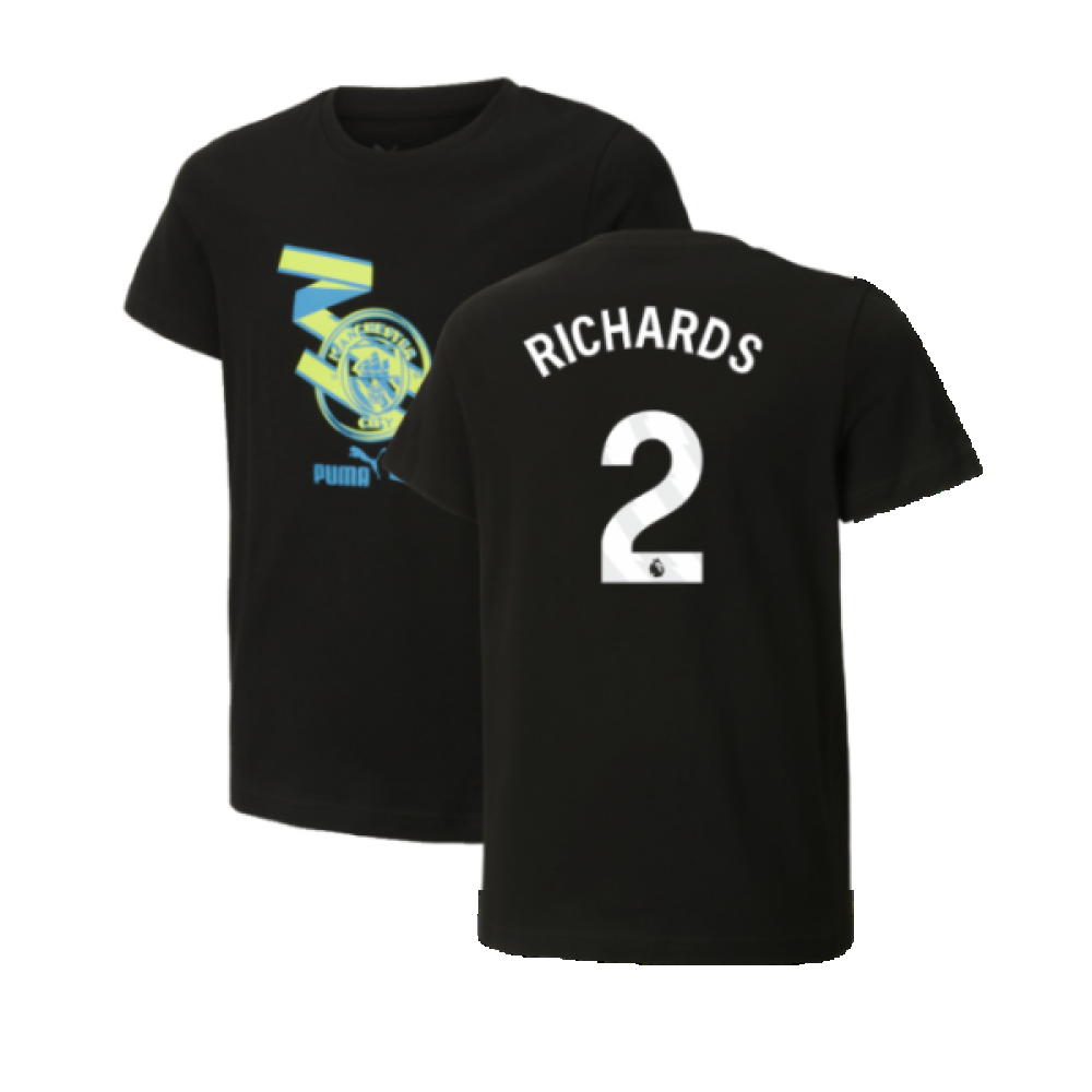 2024-2025 Man City ftblCulture Tee (Black) - Kids (Richards 2)