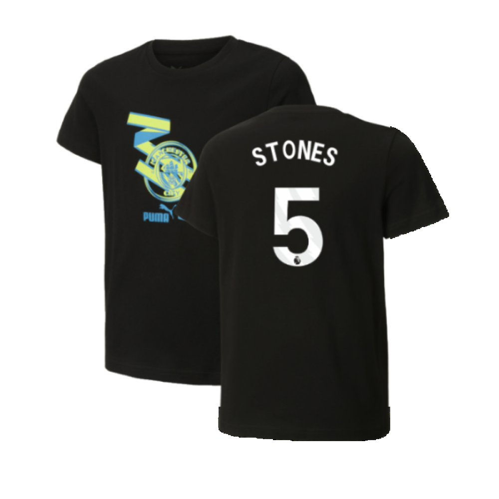 2024-2025 Man City ftblCulture Tee (Black) - Kids (Stones 5)