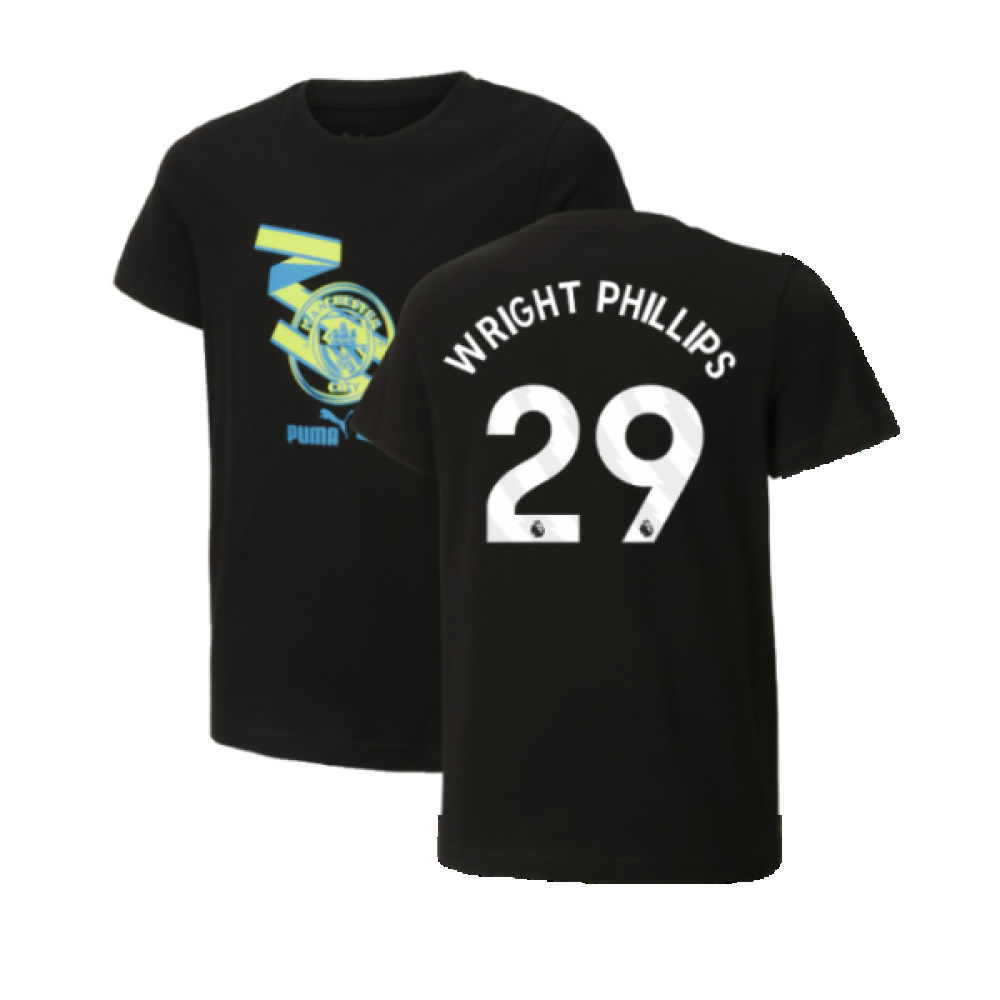 2024-2025 Man City ftblCulture Tee (Black) - Kids (Wright Phillips 29)