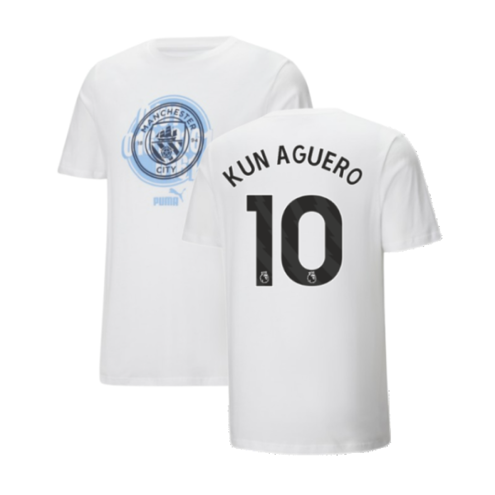 2024-2025 Man City ftblCulture Tee (White) (Kun Aguero 10)