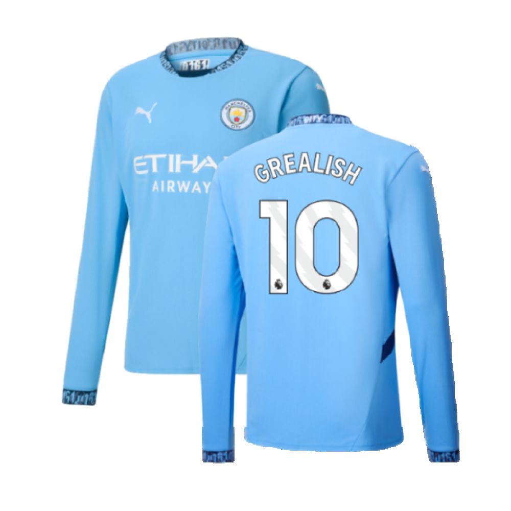 2024-2025 Man City Home Long Sleeve Shirt (Grealish 10)