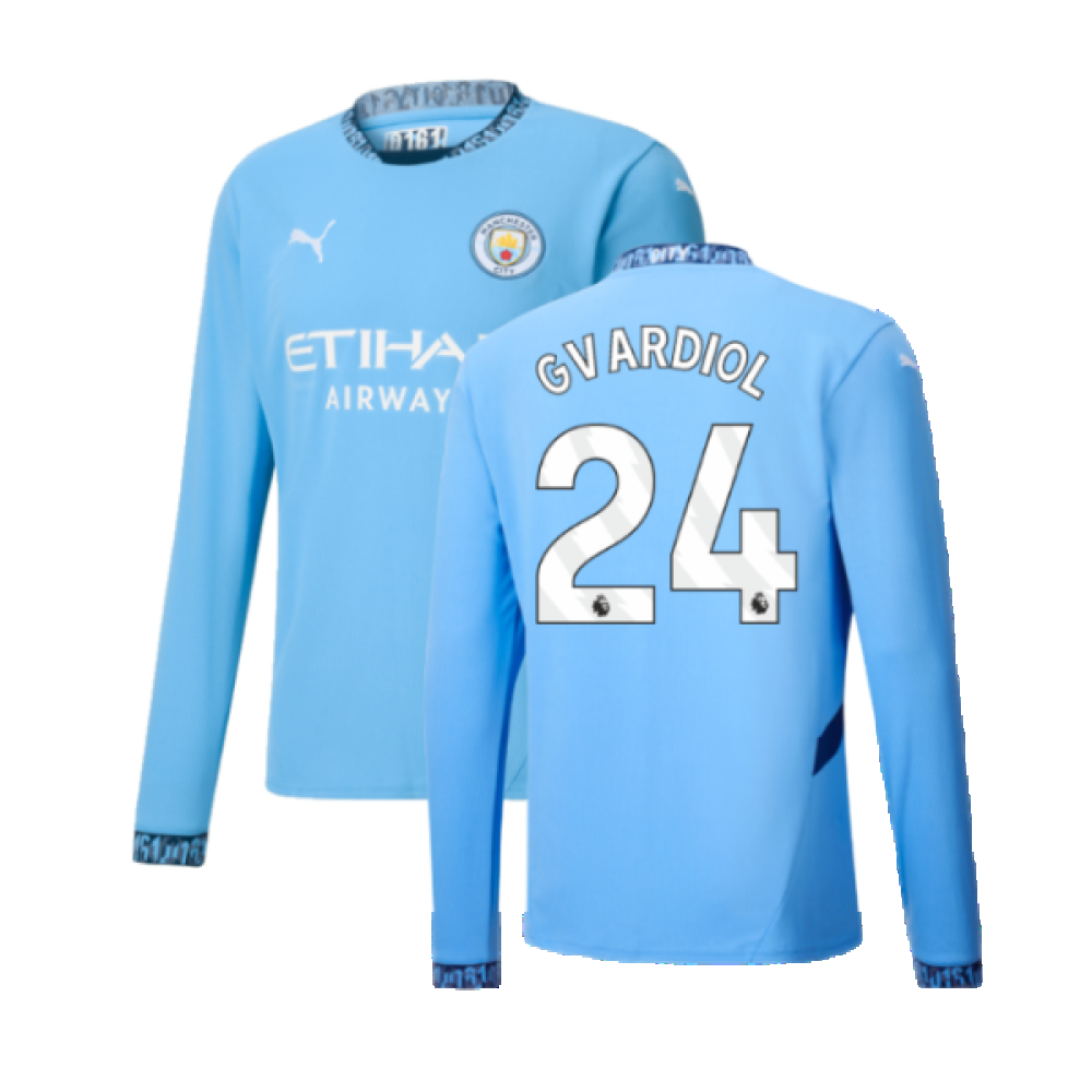 2024-2025 Man City Home Long Sleeve Shirt (Gvardiol 24)