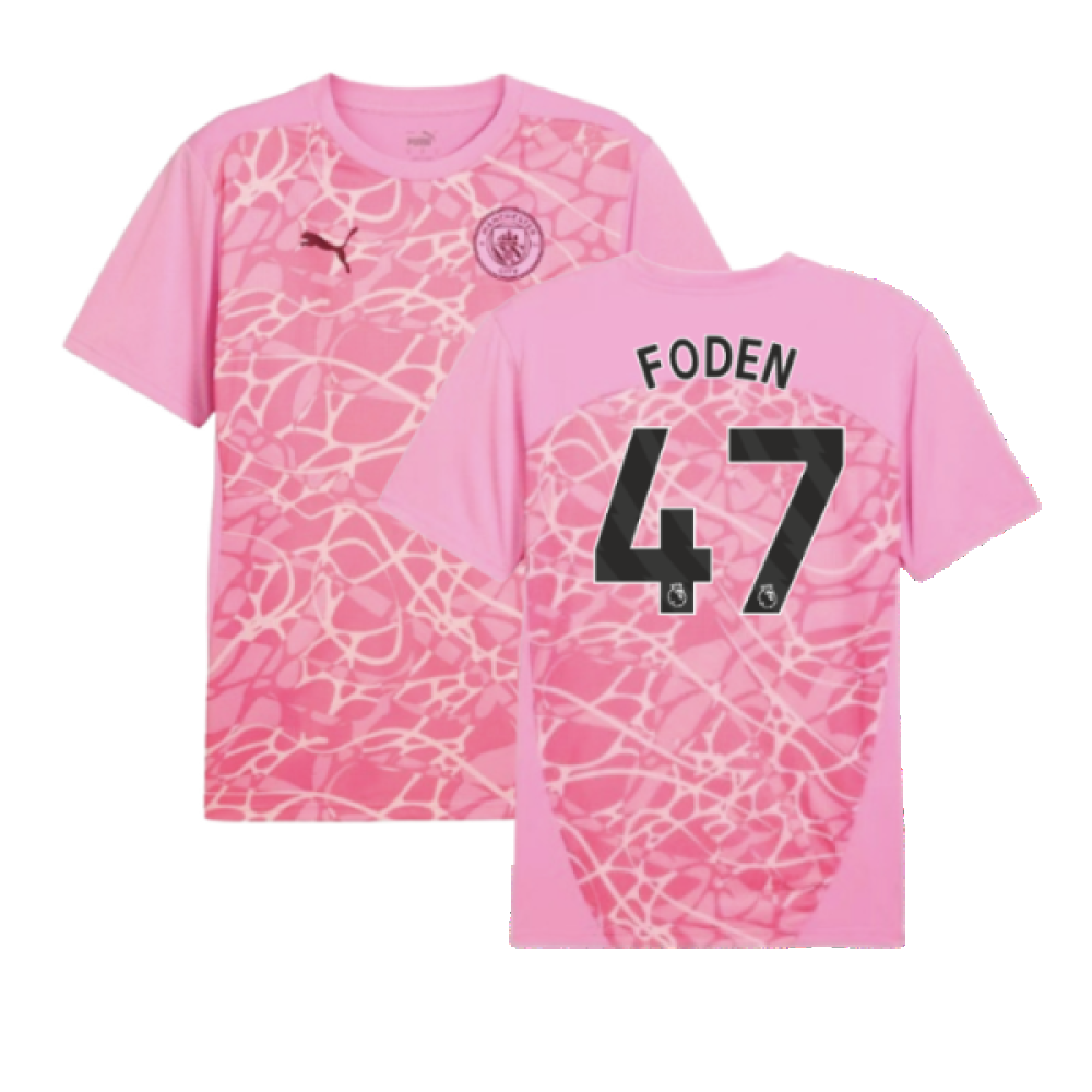 2024-2025 Man City Pre-Match Shirt (Pink) (Foden 47)